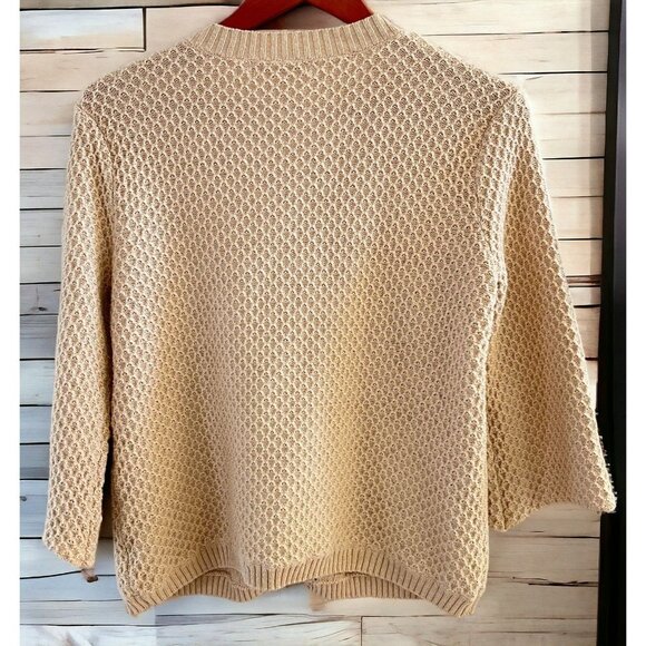 JM Collection Beige Cardigan Sweater Sz M Textured Knit  With Button Closure - Picture 2 of 10